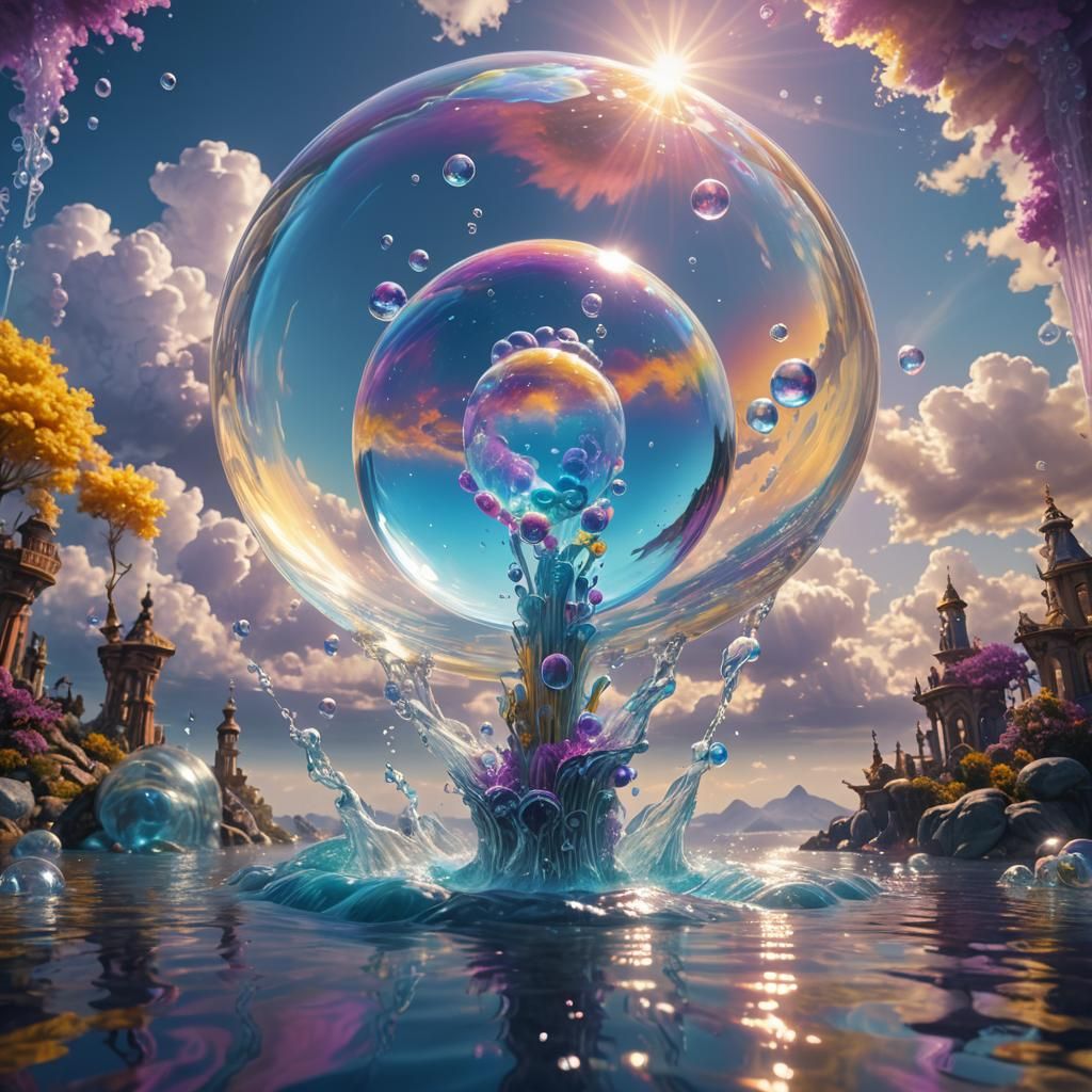 Bubble Water Pillar in Sky: Fantasy Concept Art