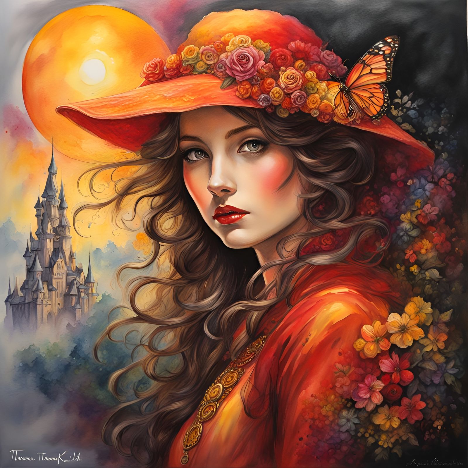 Ethereal Girl in Vibrant Loose Watercolor