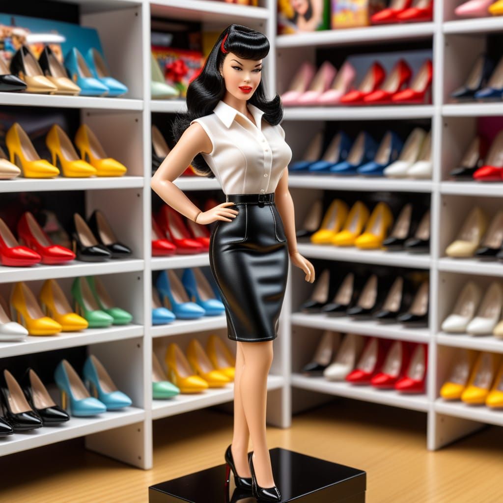 Bettie Page Doll on Toy Store Shelf