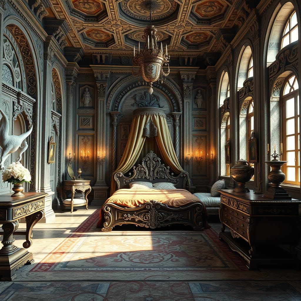 Ancient Bedroom in Realistic 3D Style