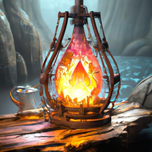 Bonfire in Glass Lamp: Fantasy Concept Art