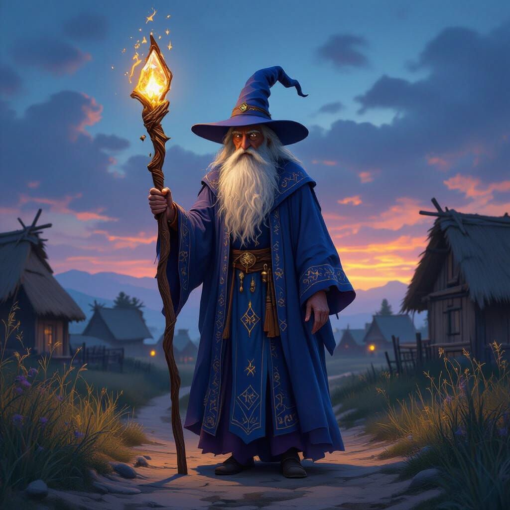 Elderly Wizard Baazir Appears on Village Path