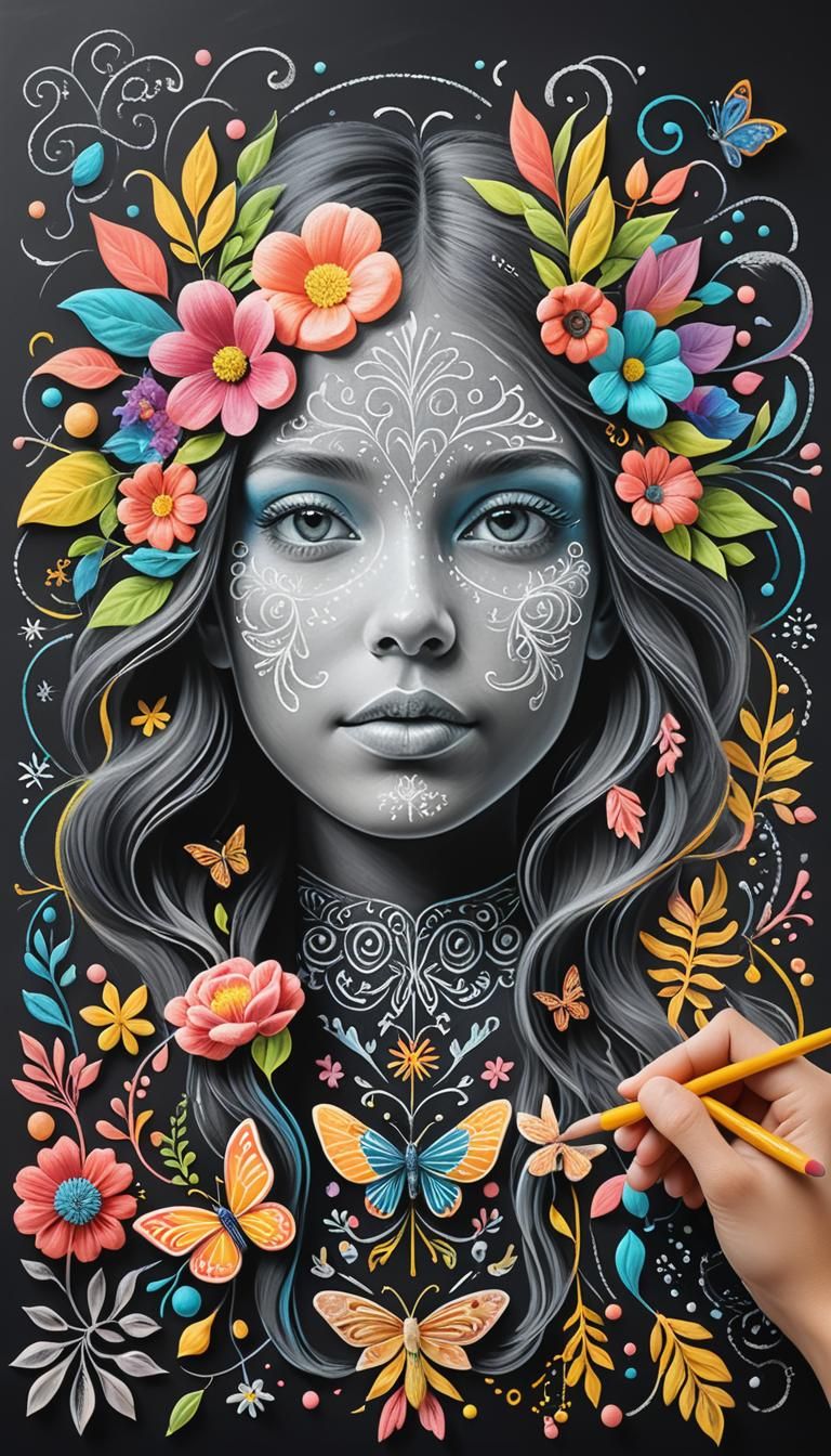 AI Chalk Art: Abstract Designs with Depth