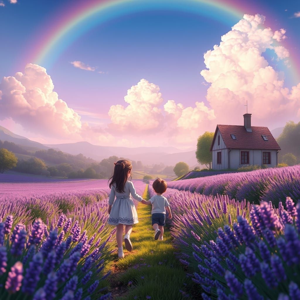 Lavender Dreamscapes in Vibrant Anime Style