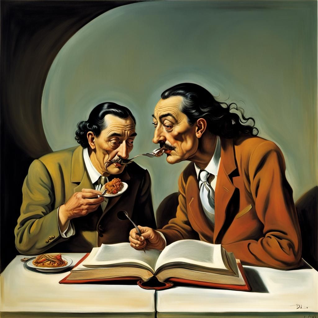 Book eating a man Dali