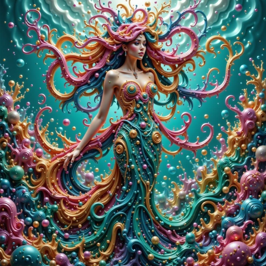 Whimsical Mermaid with Octopus Headdress