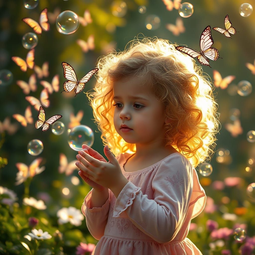 Magical Garden: Soap Bubbles Become Butterflies