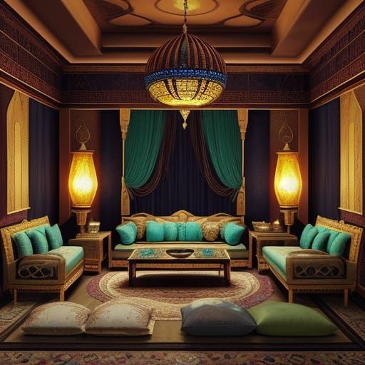 Fantasy Djinn Palace Lounge in Arabian Nights Style