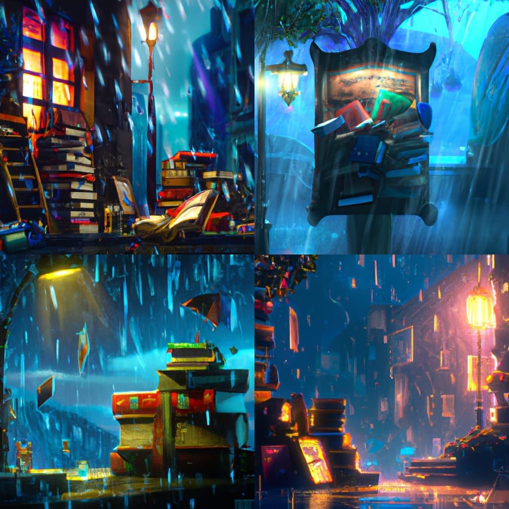 Rainy Night Books: Detailed Matte Painting