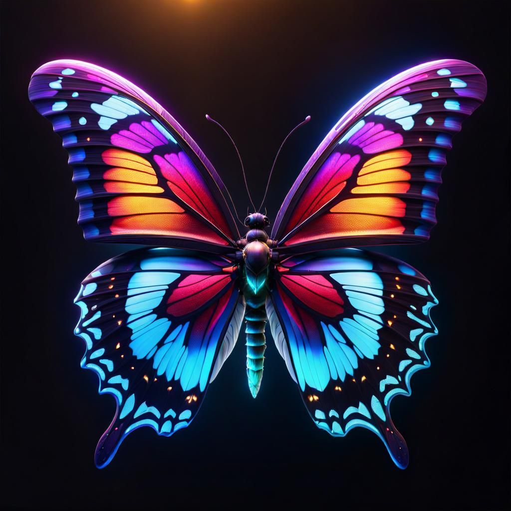Polychromatic Butterfly: A Detailed Matte Painting