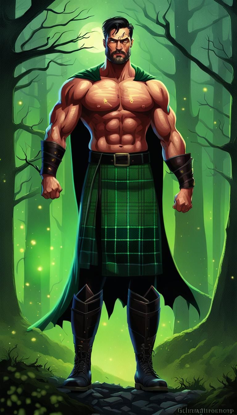 Hopeful Man with Glowing Aura in Fantasy Forest