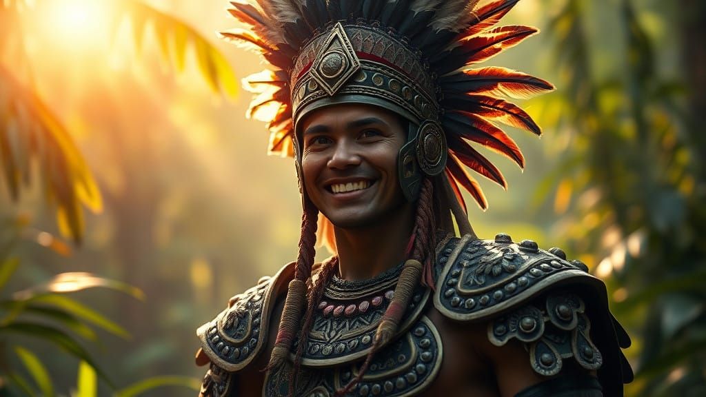 Aztec Warrior Basks in Rainforest Radiance