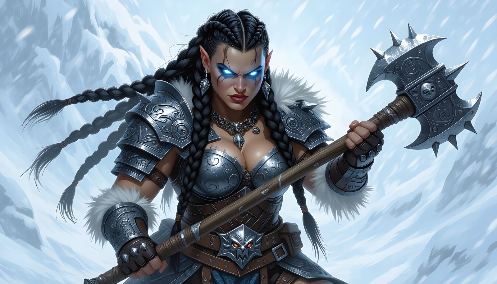 Fearsome Armored Dwarf Queen in Frozen Tundra