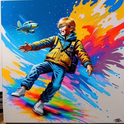 Pilot Meets Little Prince in Graffiti Art Style