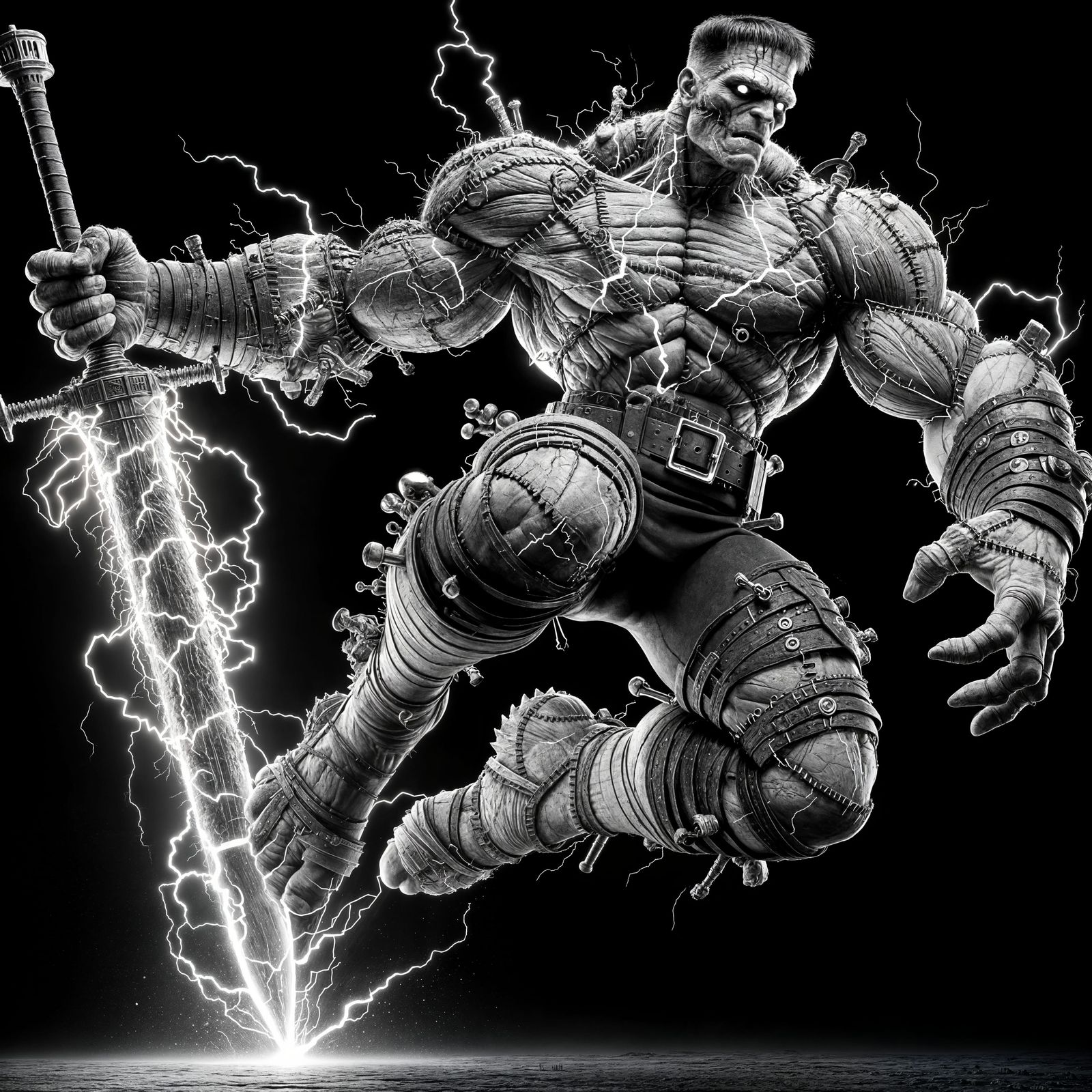 Electrifying Frankenstein Barbarian Lands with Great Sword