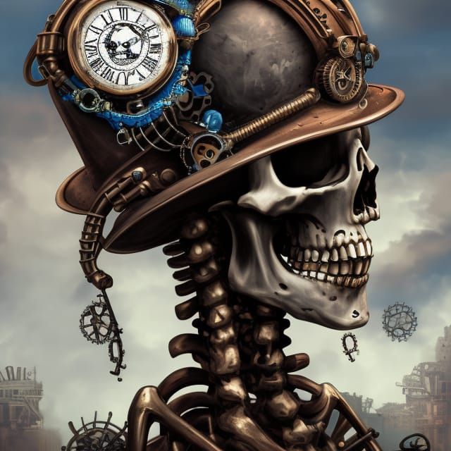 Steampunk Skeleton Profile in 8k Resolution