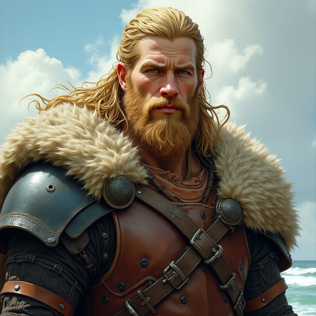 Viking Warrior Portrait in Fantasy Art Style