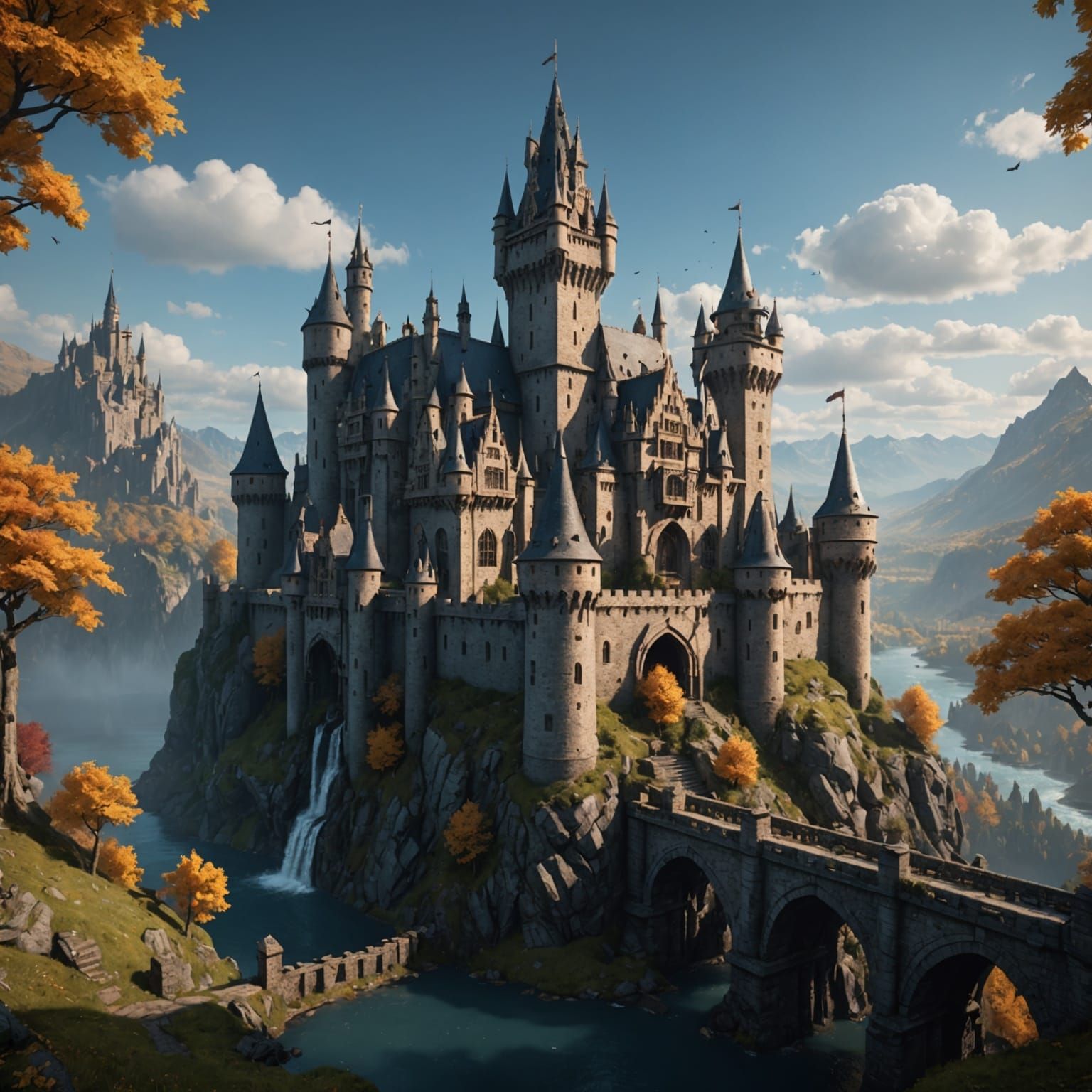 Fantastical Castle Matte Painting in Deep Color