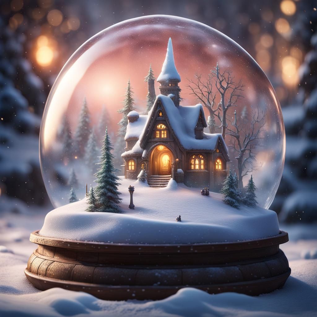 Enchanted Winter Wonderland Inside a Snow Globe