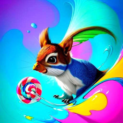 Surreal Candy Art Squirrel Cartoon Character