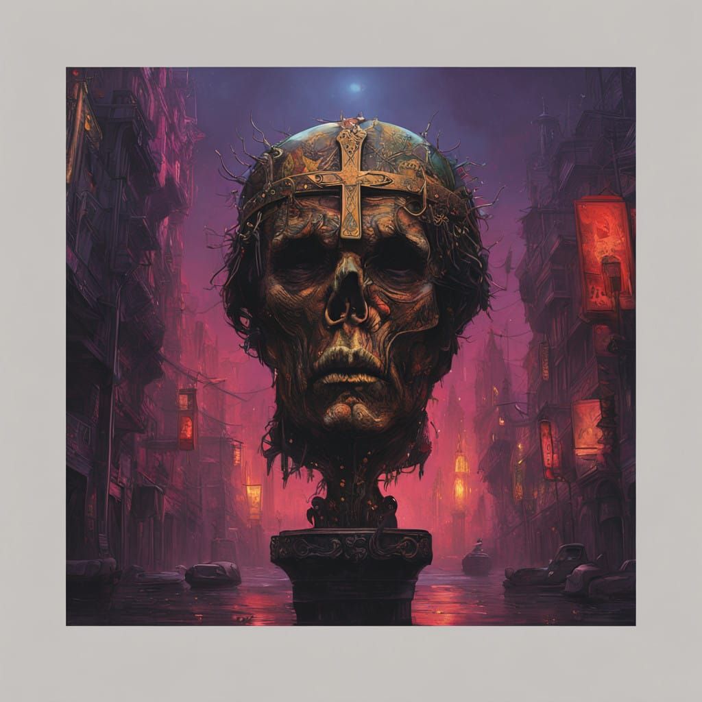 Gothic Juice WRLD in Haunting Cityscape