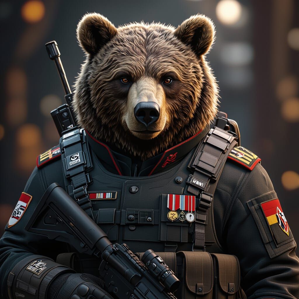 Grizzly Bear German Sergeant in Fantasy Concept Art