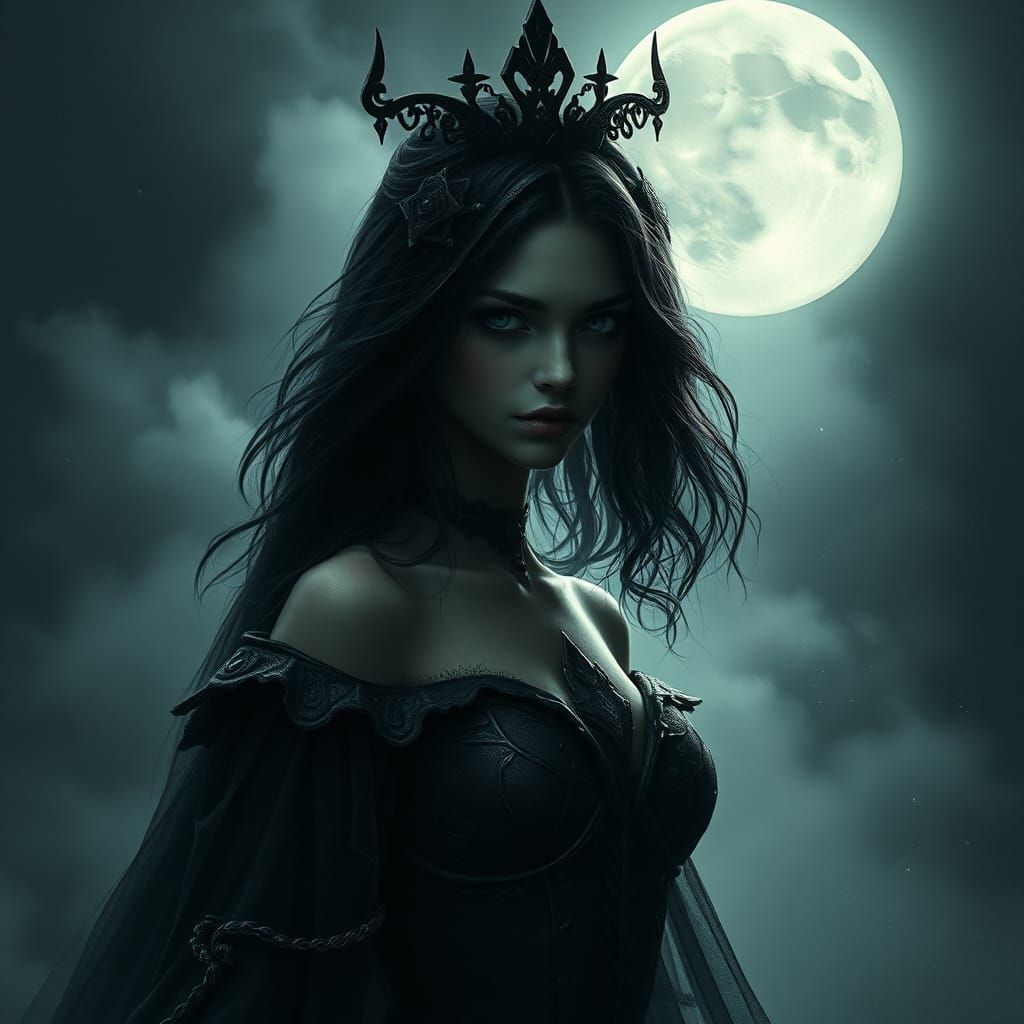 Dark Mermaid in Biomechanical Nightmare Landscape