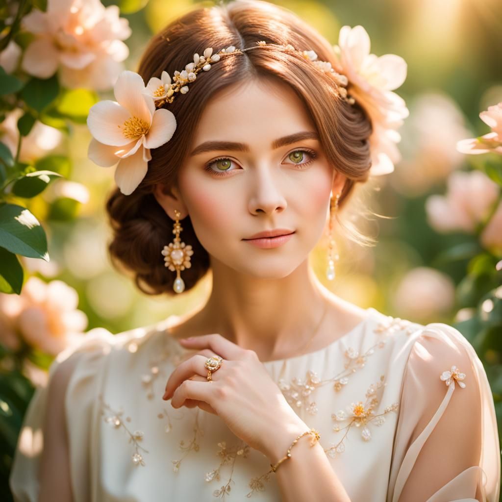 Elegant Woman in Garden: Professional Portrait Photography