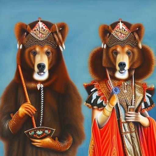 Venetian Bear-Woman in Carnival Costume