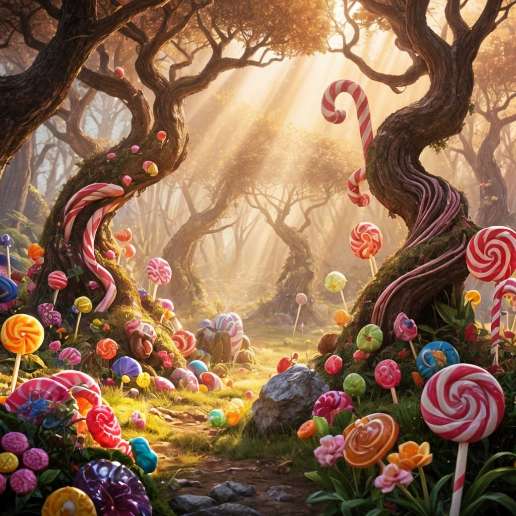 Candy Forest Fantasy with Dusty Sunbeams