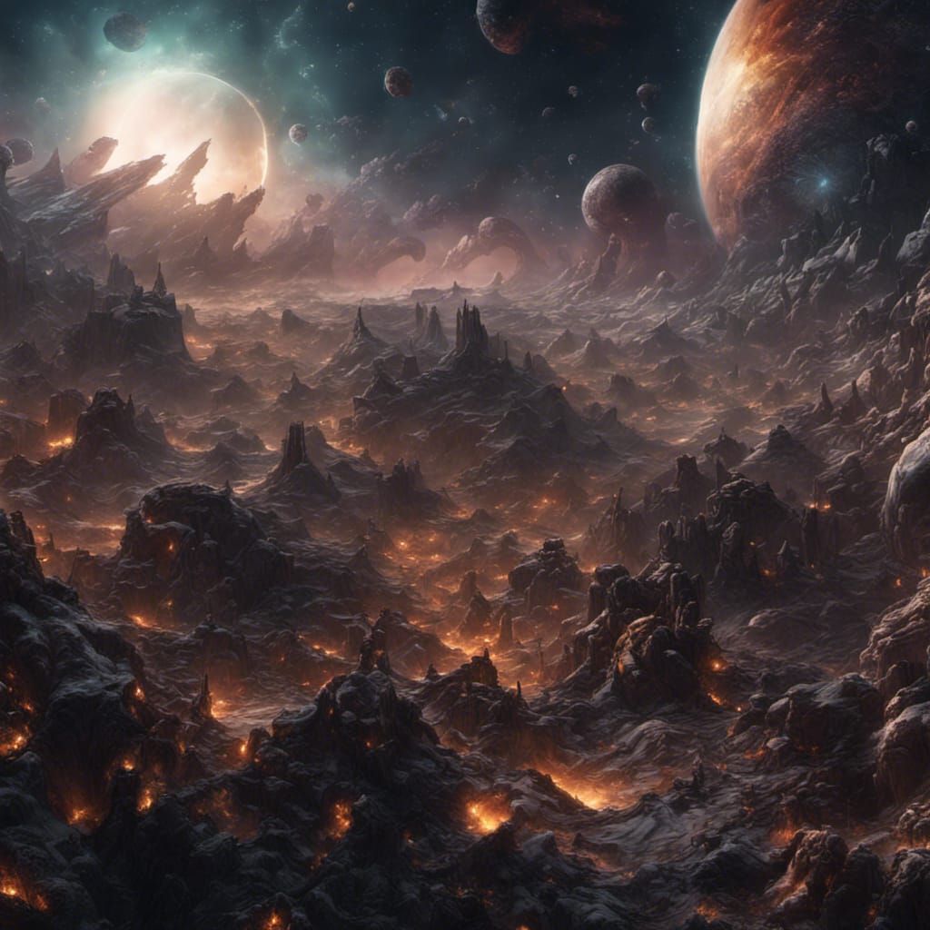 Spectacular Universe Panorama in Dark Fantasy Style