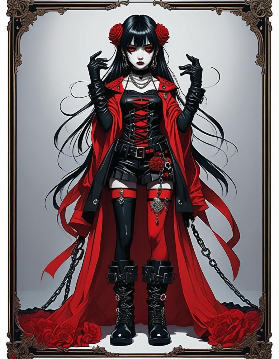 Brooding Emo Goddess in Graphic Novel Style