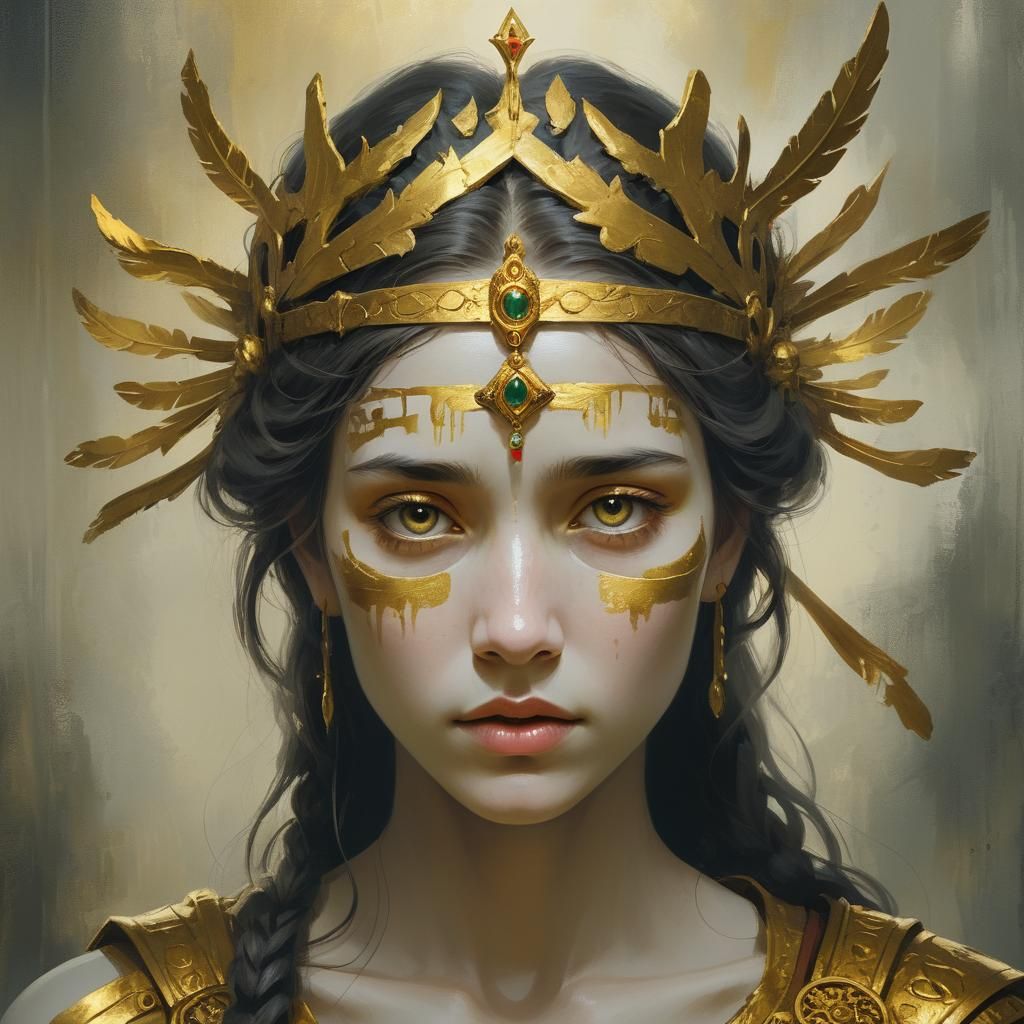 Serene Portrait: Ancient Stories in Gold