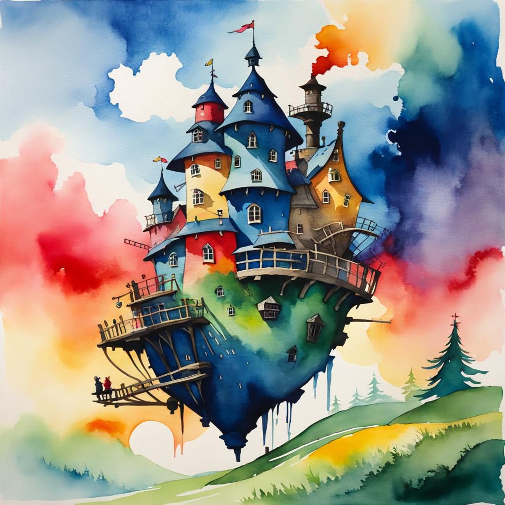 Whimsical Watercolour Howl's Moving Castle
