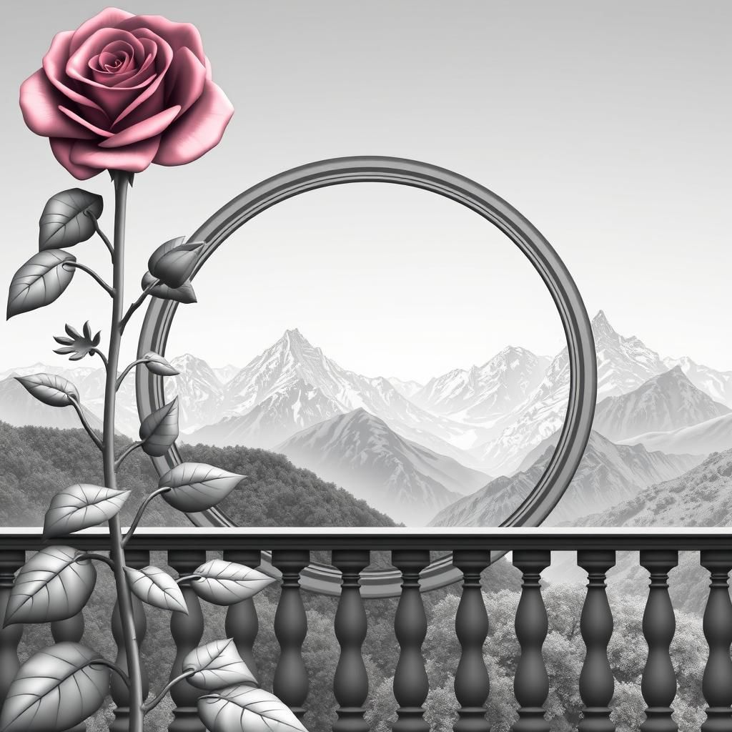 Abstract Rose, Wheel, and Mountain with 3D Shading