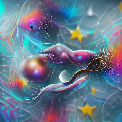 Conception: Holographic Astral Illustration in Mixed Media