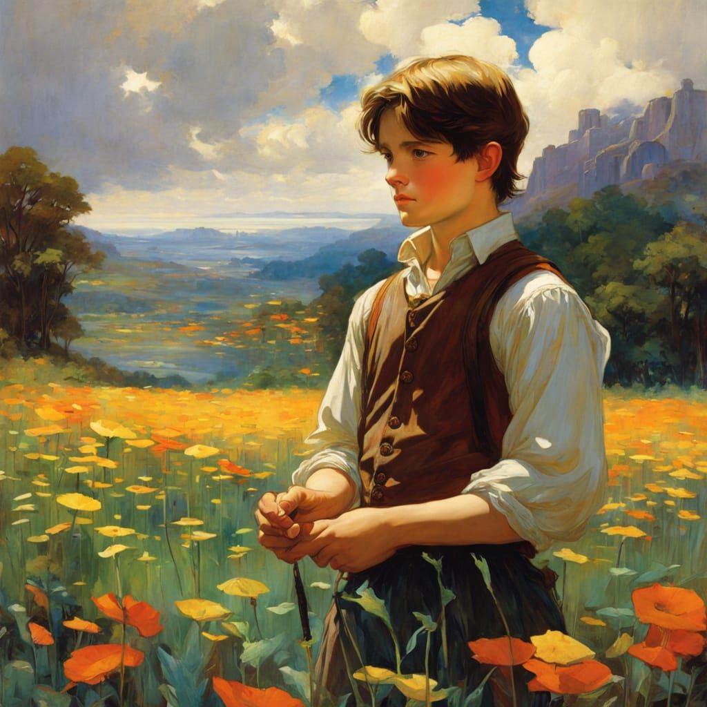 Sincere Boy in a Vibrant Field