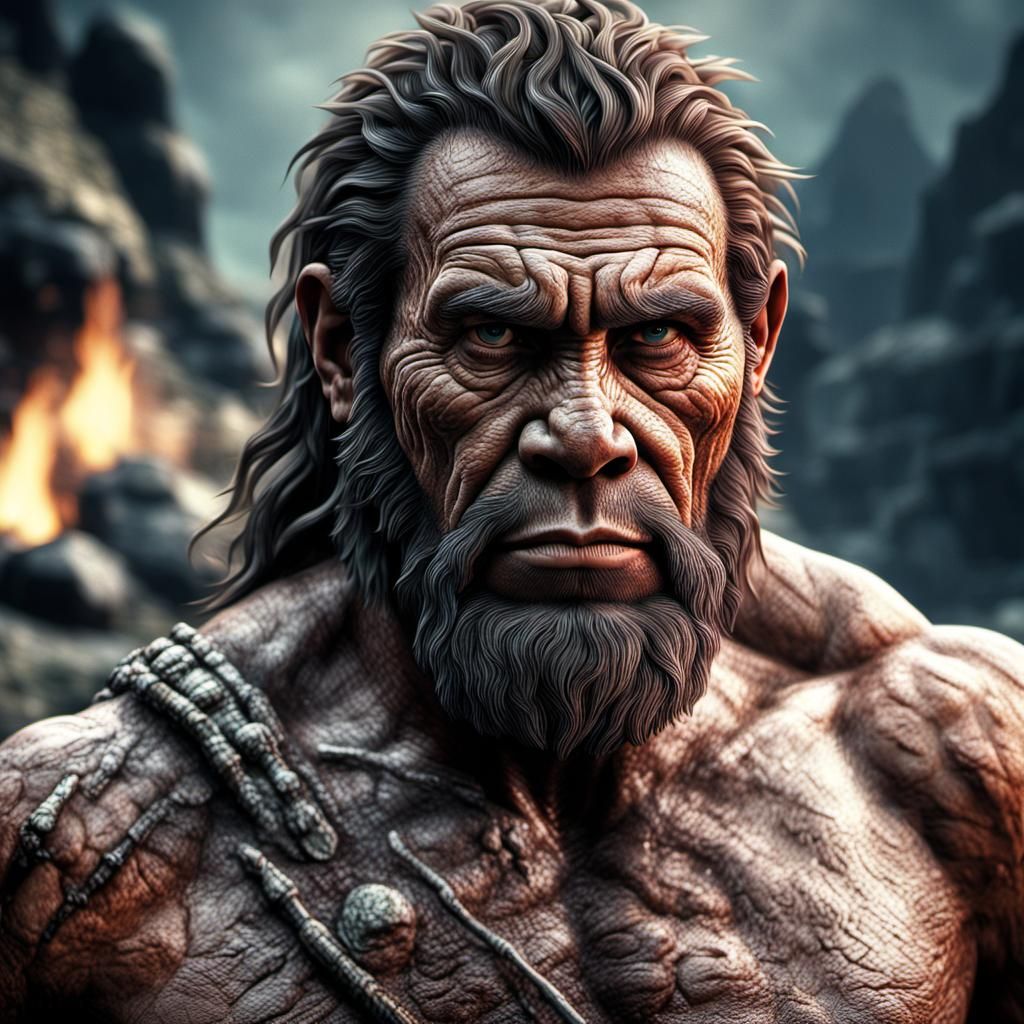 Hyperrealistic Neanderthal Men Playing Video Games