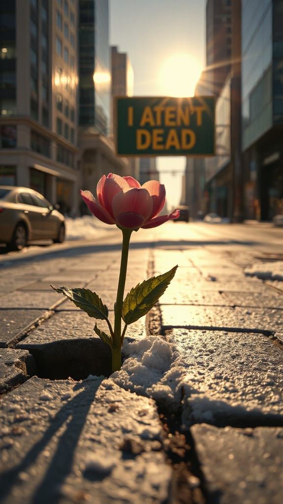 Art Deco Flower Blooms in Snowy Metropolis