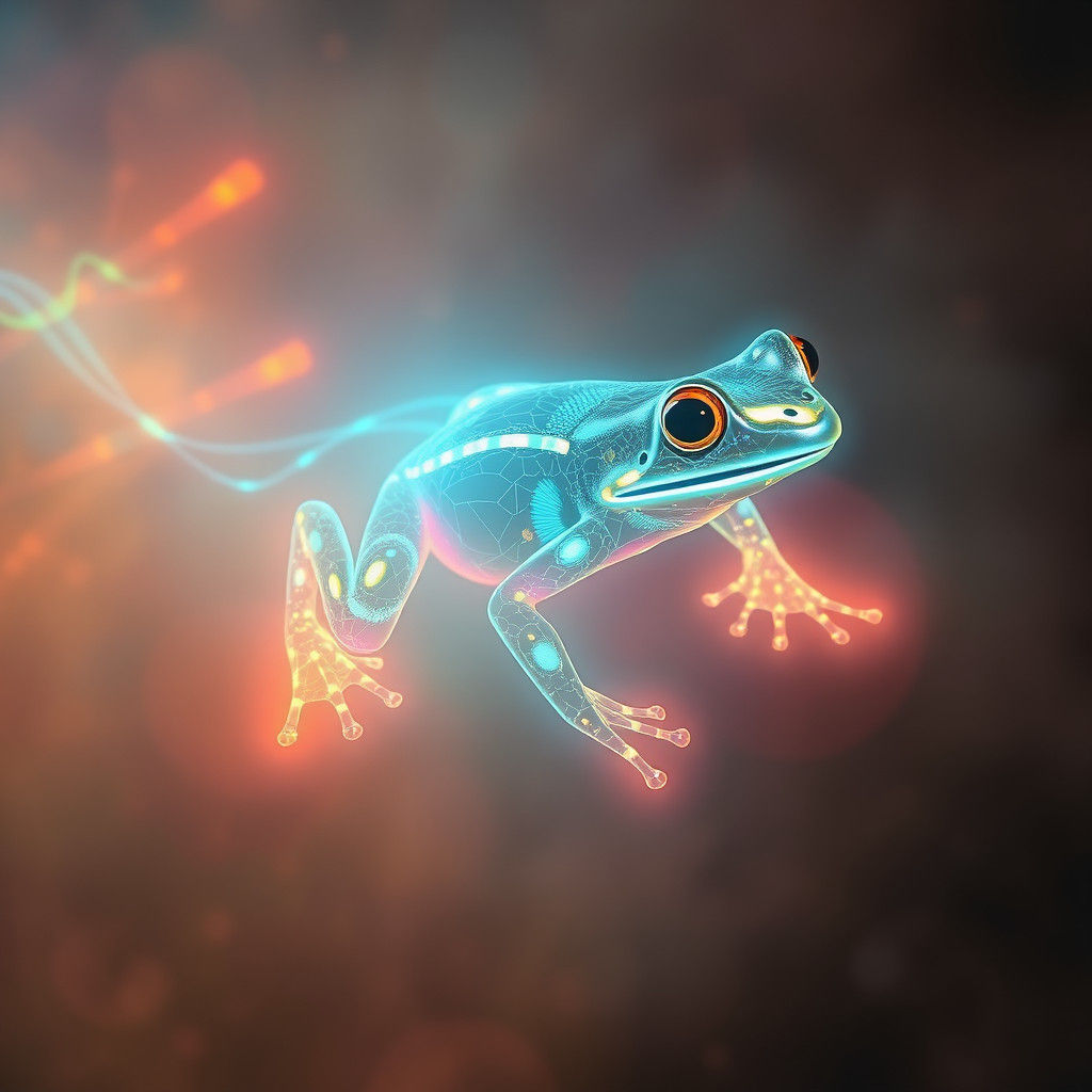 Luminous Frog Formed From Beams of Light