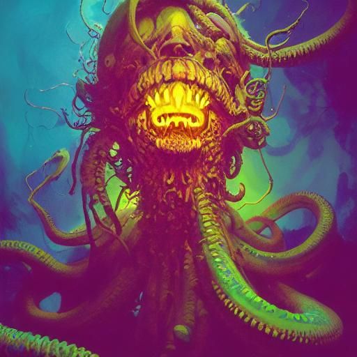 Fluorescent Tentacle King: A Cthulhu Mythos Portrait