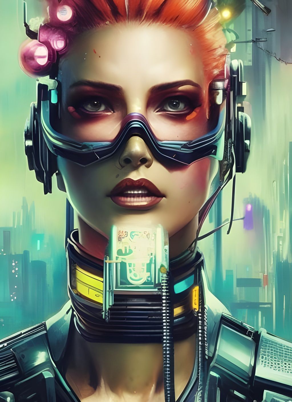 Cyberpunk Caricature in Crayon Style