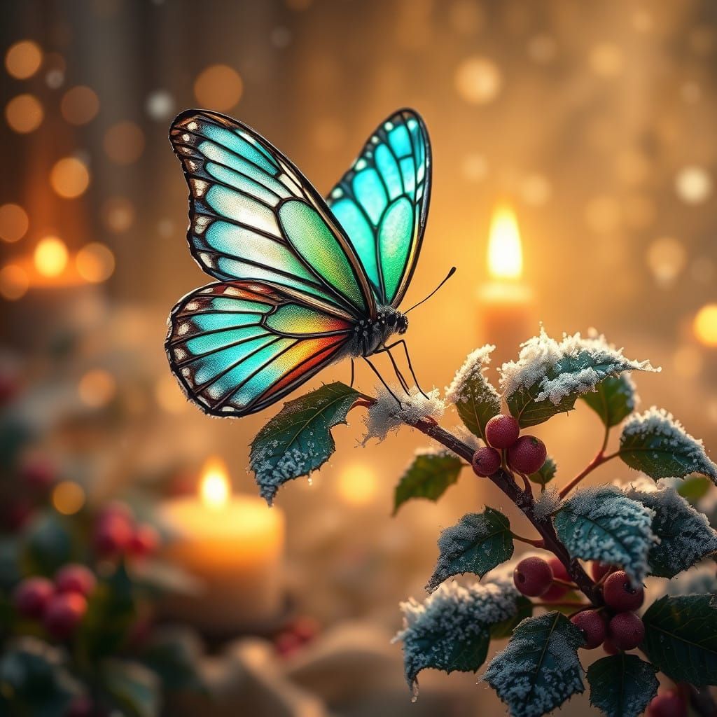 Christmas Butterfly in Iridescent Hues