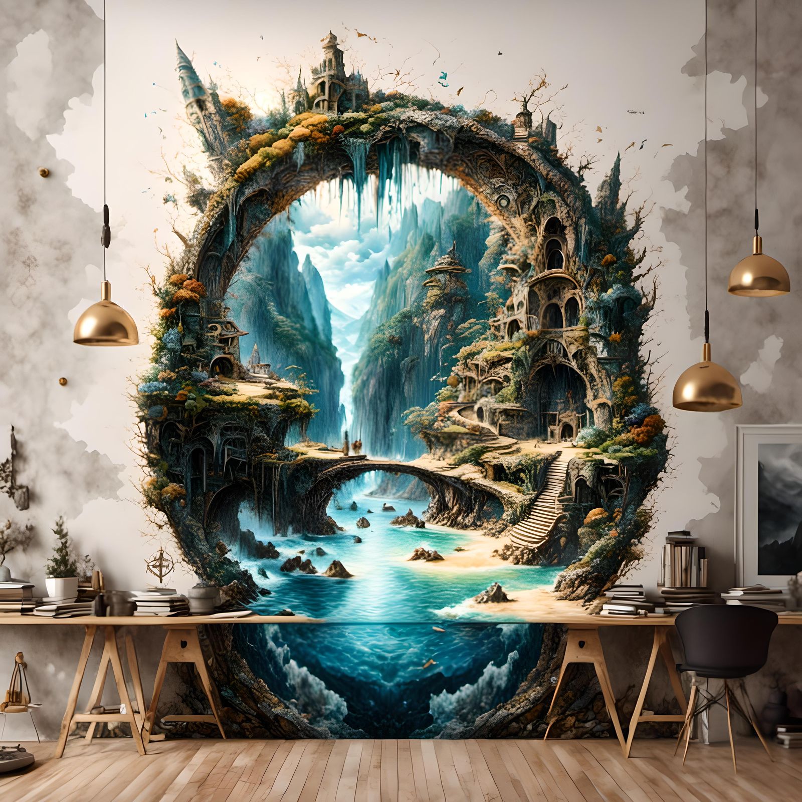 Hyperrealistic Interdimensional Portal in Watercolor Style