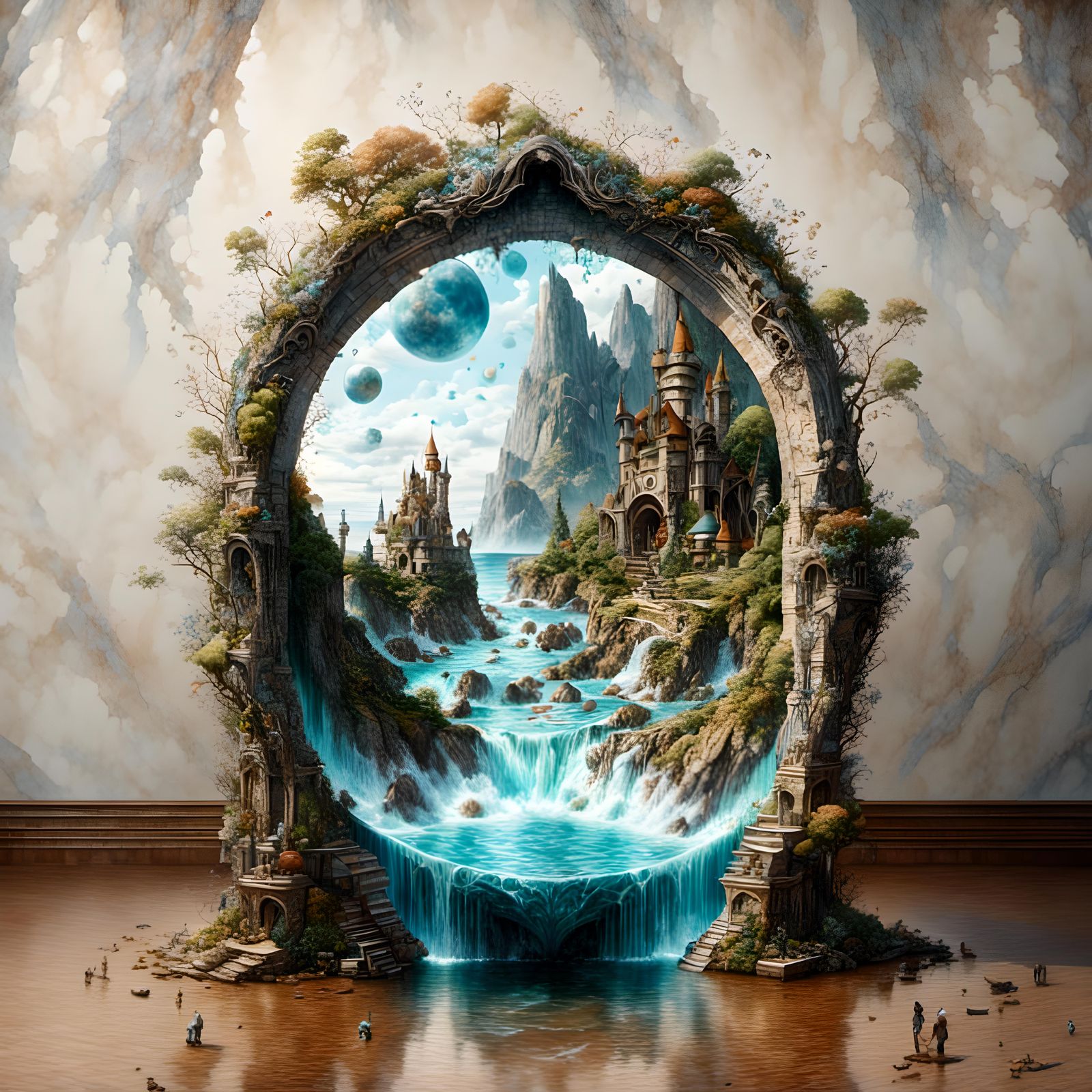 Hyperrealistic Interdimensional Portal in Watercolor Style