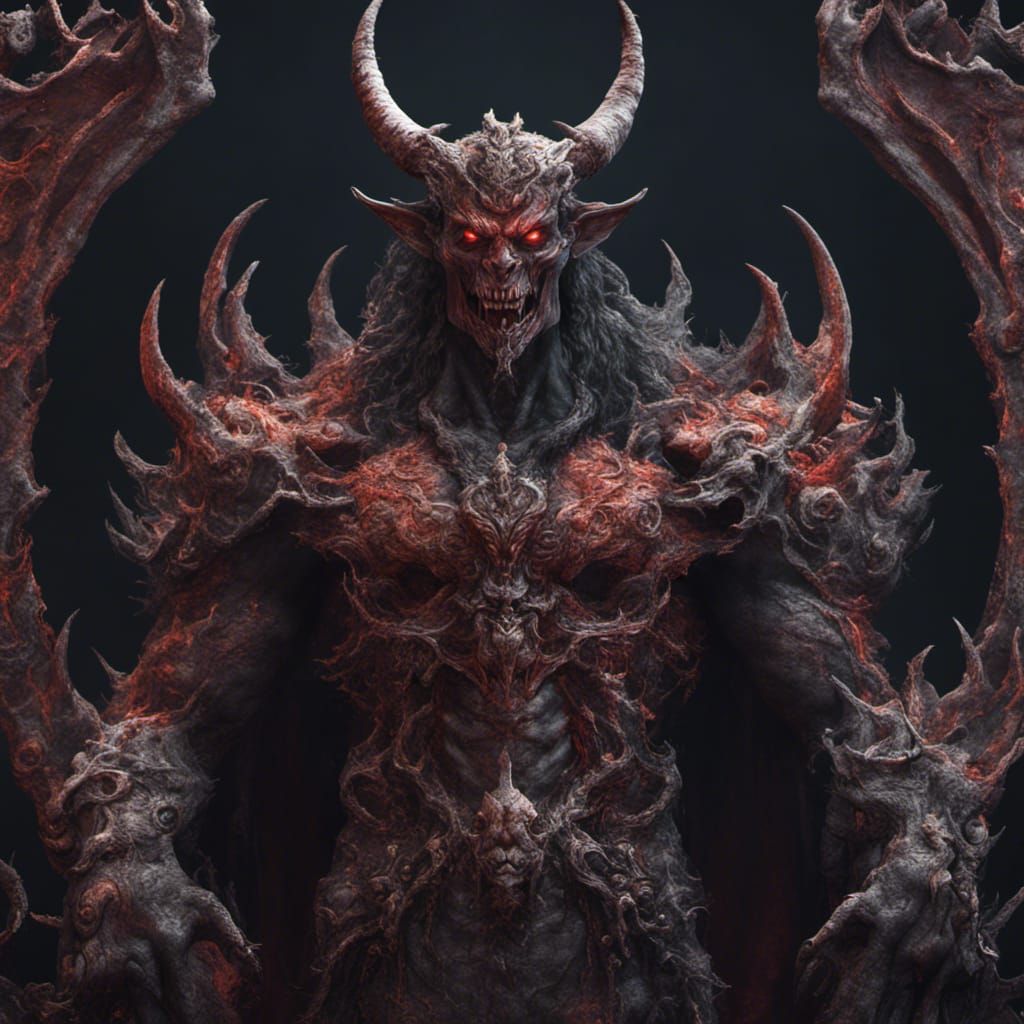 Asmodeus Demon Bust in Detailed Matte Painting