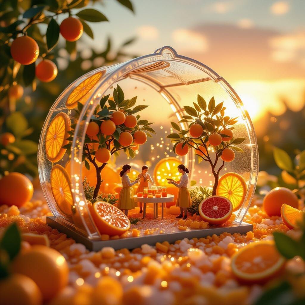 Miniature Edible Greenhouse Bathed in Sunset Glow