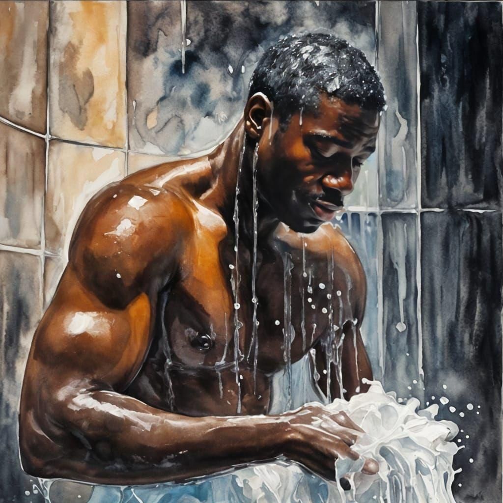 Man Prepares Bomb: Gouache Watercolor Impressionist Painting