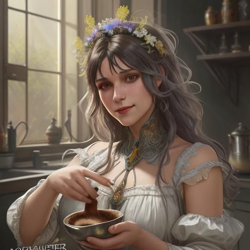 Smiling Woman Sends Kisses During Breakfast