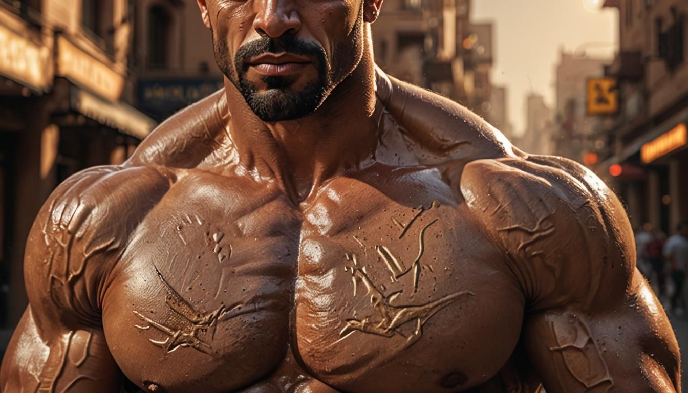 Arab Bodybuilder Portrait in Hyper-Realistic Digital Art